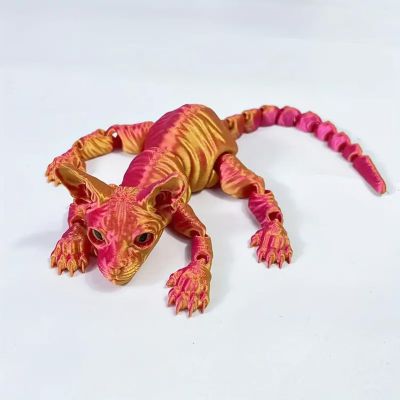 3D Printer Toys 3D Prints Sphynx Cat Articulated for Stress Relief Home Office Decompression Decor Executive Desk Toys-Laser Red||23cm/9.1in