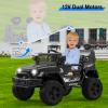 12V Ride on Truck for Kids, Electric Off-Road Car with Parent Remote Control, Spring Suspension, LED Lights, Bluetooth Music, 3 Speed Modes,Black view 3