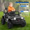 12V Ride on Truck for Kids, Electric Off-Road Car with Parent Remote Control, Spring Suspension, LED Lights, Bluetooth Music, 3 Speed Modes,Black view 4