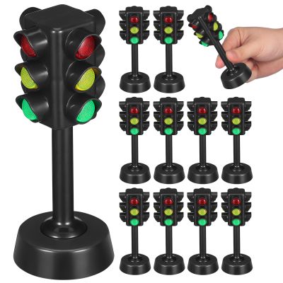 Toddmomy Traffic Light Toy for Kids, 12pcs Mini Traffic Light Signal Lamp Model Toys for Kids Early Educational Play Cognitive Party Favor