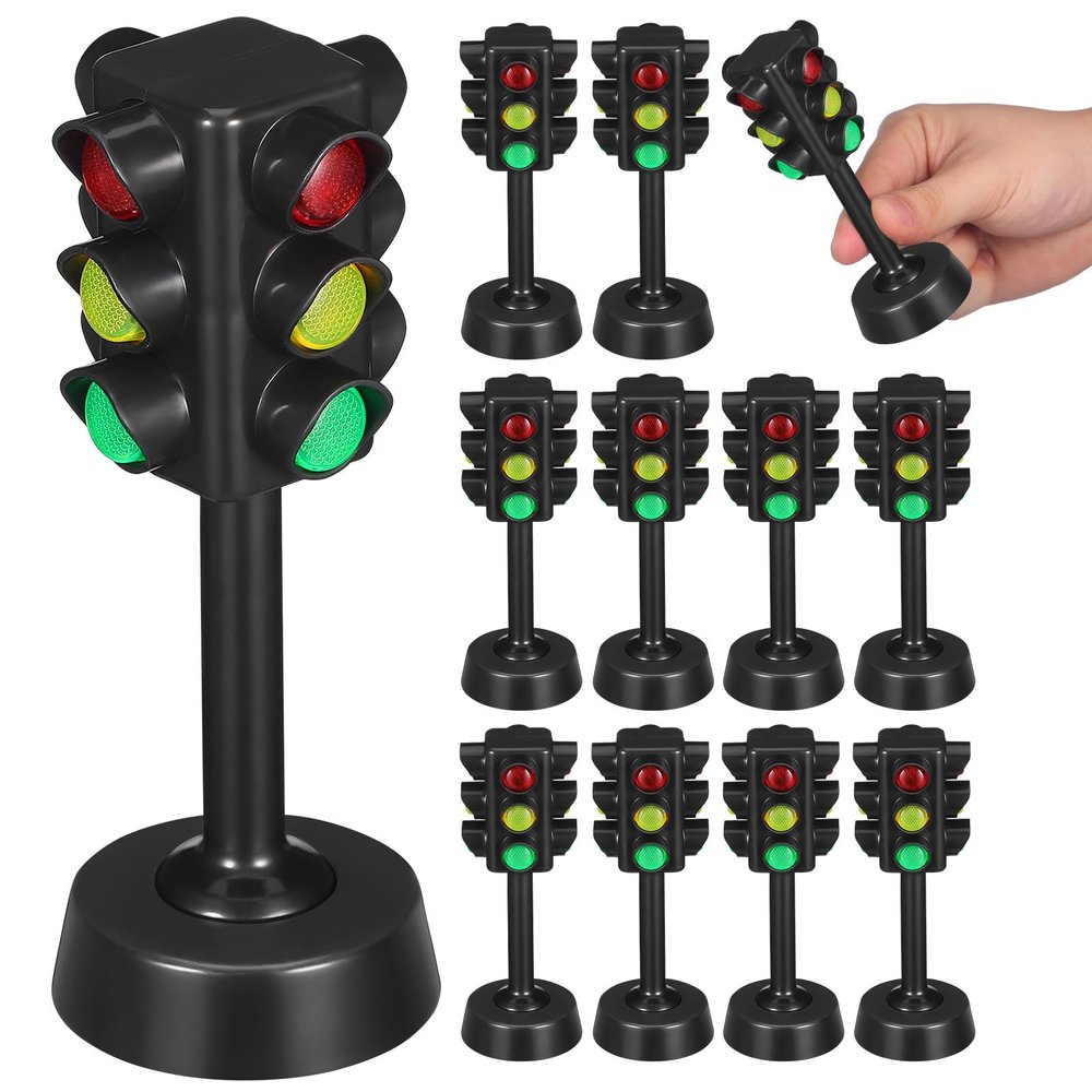 Toddmomy Traffic Light Toy for Kids, 12pcs Mini Traffic Light Signal Lamp Model Toys for Kids Early Educational Play Cognitive Party Favor