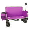 3-in-1 Folding Wagon Cart with Bench Seat, 500lb Heavy Duty Collapsible Utility Wagon with Ice Pack, All-Terrain Wheels for Camping, Beach, Garden, Purple view 1
