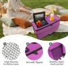 3-in-1 Folding Wagon Cart with Bench Seat, 500lb Heavy Duty Collapsible Utility Wagon with Ice Pack, All-Terrain Wheels for Camping, Beach, Garden, Purple view 3