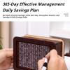 2026 Upgraded Retro Cash Vault Wooden Savings Box, 10k Savings Challenge Box with Counter Piggy Bank Handmade Saving Money Goal Piggy Bank, for Home Office, Includes a Marker Pen (3000-Pink,Small) view 3