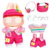 17cm Doll Valentines Clothes and Accessories for Big Into Engery, Fashion Designer Outfit Set with Adjustable Pants, Rainbow T-Shirt, Hat, Glasses, Shoes, Pink Red Clothing for Lububu Women Dolls view 1