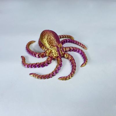 3 d Printed Animals 3-d Printed Stuff Octopus Articulated for Stress Relief Home Office Decompression Decor Executive Desk Toys-Purple Gold||19cm/7.5in