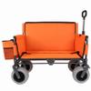 3-in-1 Folding Wagon with Bench Seat and Ice Pack, 500lb Capacity All-Terrain Beach Tires, Heavy-Duty Collapsible Utility Cart for Camping, Beach, Groceries, Orange view 1
