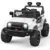 12V Ride on Truck for Kids, Electric Off-Road Car with Parent Remote Control, Spring Suspension, LED Lights, Bluetooth Music, 3 Speed Modes,White view 1