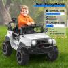 12V Ride on Truck for Kids, Electric Off-Road Car with Parent Remote Control, Spring Suspension, LED Lights, Bluetooth Music, 3 Speed Modes,White view 4