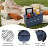 3-in-1 Folding Wagon Cart with Bench Seat, 500lb Heavy Duty Collapsible Utility Wagon with Ice Pack, All-Terrain Wheels for Camping, Beach, Garden, Dark Blue view 4