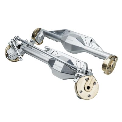 BEAXTURBO CNC Upgrade Aluminum7075&Copper Cover Front&Rear Axle housing&Steering Links kit-with an Aluminum Cover for Axial 1:8 AXP8 Gilamon 2.2 (Silver)