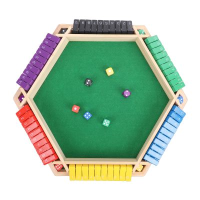 ciciglow Shut The Box Dice Game, 2-6 Players Family Wooden Board Table Math Game with 8 Dices, 6 Sided, 10 Numbers, for Home Party Pub
