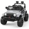 12V Ride on Truck for Kids, Electric Off-Road Car with Parent Remote Control, Spring Suspension, LED Lights, Bluetooth Music, 3 Speed Modes,Gray view 1