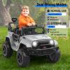 12V Ride on Truck for Kids, Electric Off-Road Car with Parent Remote Control, Spring Suspension, LED Lights, Bluetooth Music, 3 Speed Modes,Gray view 4