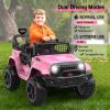 12V Ride on Truck for Kids, Electric Off-Road Car with Parent Remote Control, Spring Suspension, LED Lights, Bluetooth Music, 3 Speed Modes,Pink view 4