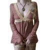 Xiulaiyi Shoujo Baby Doll Long Sleeve Tops Y2k Vintage Whimsy Twee Shirt 2000s Whimsical Whimsigoth Harajuku Clothes (Pink,Small) view 1