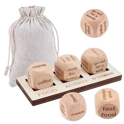 arricraft 1 Bag Date Night Dice Game for Adults, Couples Games Fun Night Dating Decision Wooden Dice for Valentine's Day, Anniversary, Wedding, Bridal Shower (6 Dice)
