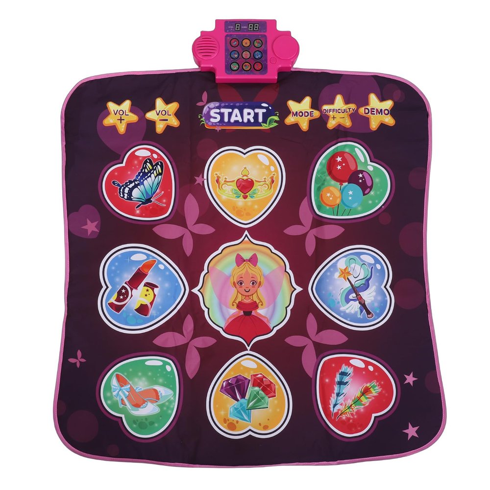 Wireless Dance Mat, 9 Key Interactive Music Game Pad Anti Slip Foldable, with Non Slip Design for Kids Adults Indoor Outdoor Use (Pink)