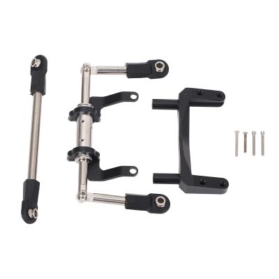 1/10 RC Servo Mount Hydraulic Steering Link Aluminum Lightweight Adjustable Damping SCX10 (Black)