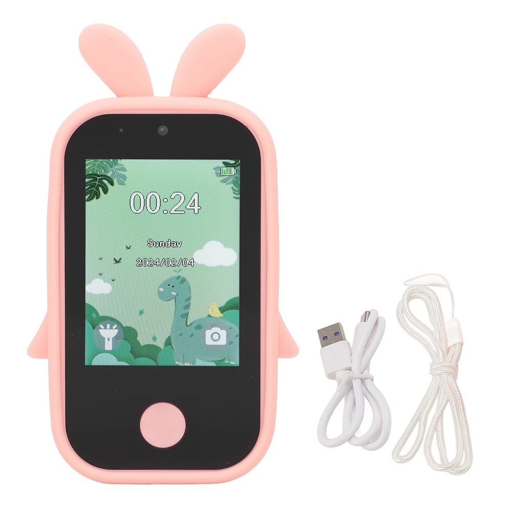 1080P 48MP Digital Camera, Kids Smart Phone with Touch Screen, 2.8in IPS Display MP3 Music Player with Selfie Camera, Fun Photography for Children with Stickers and Filters, Built (Pink)