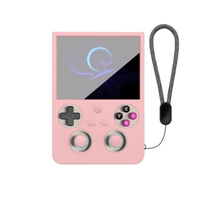 Fully Wrap Soft Protective Cover for ANBERNIC RG477V Elastic Silicone Shockproof Drop-Resistant Impact-Proof Case Sleeve Accessories with 4-Pieces Joystick Caps and Lanyard (Pink)