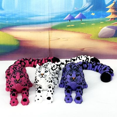3pcs 3D Printed Snow Leopard, Aticulated Wild Animal Creatures, 6.75 Inches Fidget Animal for Desk Decor, Executive Desk Decor ASL01-3X