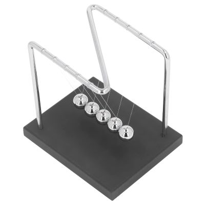 Balance Pendulum Ball, Metal Pendulum Balls Physics Science Toys, Office Games Desktop Decoration with Iron and Birch Base, Stress Relieving Ornament for Kids Adults Home Office De