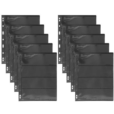 Totority 10 Sheets Pvc Stamp Collection Loose-leaf Pages 4-row Black Double-sided Design for Stamp Collectors and Card Holder Supplies
