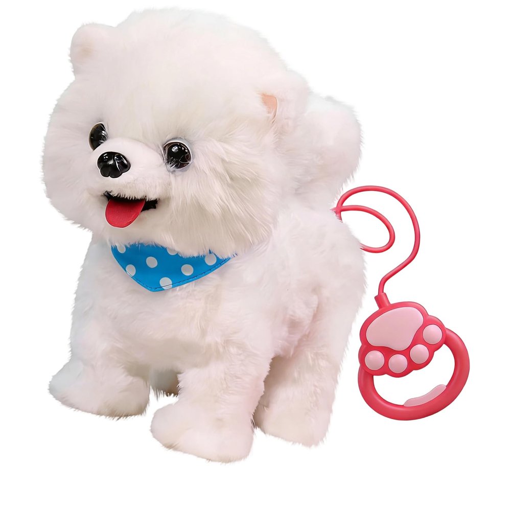 KRYTJACZ Robot Dog Toy for Kids, Interactive Electronic Puppy with Remote Control Leash, Walking Barking Singing Plush Dog, Touch Sensitive Voice Control Robotic Pet Gift for Girls Boys