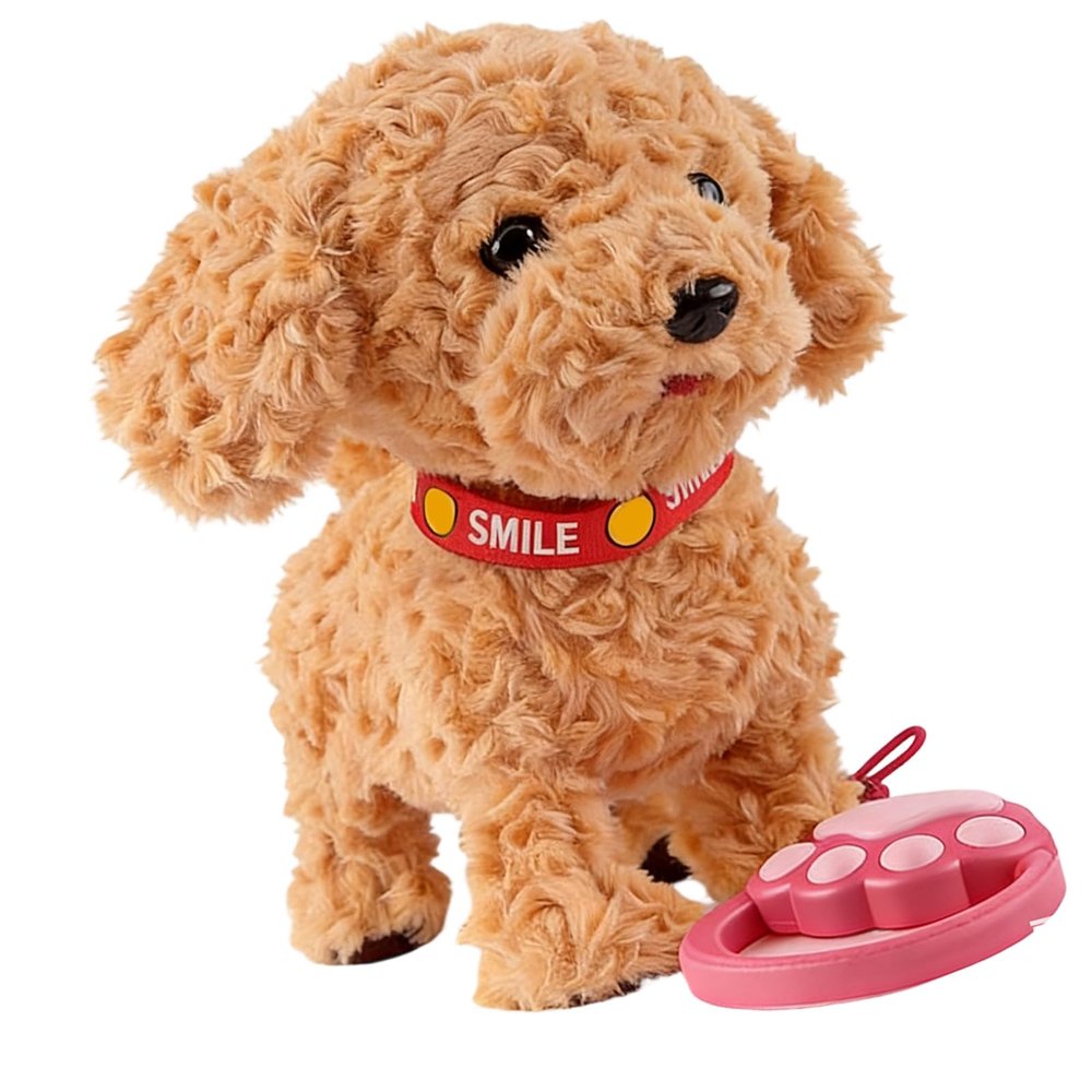 KRYTJACZ Robot Dog Toy for Kids, Interactive Electronic Puppy with Remote Control Leash, Walking Barking Singing Plush Dog, Touch Sensitive Voice Control Robotic Pet Gift for Girls Boys