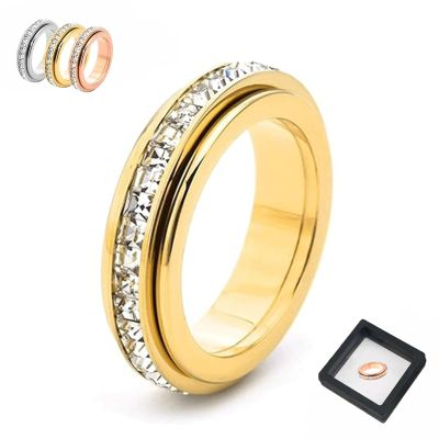 2026 New Sparkling Spinning Ring,Relieves Anxiety,Symbolizes Vows & Luck, Waterproof & Fade-Resistant(Gold,6)