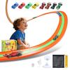 LALFENNB 3-Lanes Flexible Race Track for Kids 3+, 16Ft Race Car Track Set with 8 Racecars & 20 Suction Cups, Compatible with 1/64 Diecast Cars Hot Wheels Marbles, Boys Girls Gift - Orange Green view 1