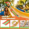 LALFENNB 3-Lanes Flexible Race Track for Kids 3+, 16Ft Race Car Track Set with 8 Racecars & 20 Suction Cups, Compatible with 1/64 Diecast Cars Hot Wheels Marbles, Boys Girls Gift - Orange Green view 3