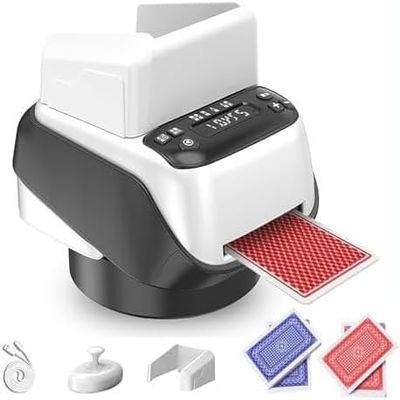2-in-1 Automatic Card Shuffler and Dealer,360 Rotating Smart Card Dealing Machine with 4 Decks Capacity,Rechargeable Electric Poker Shuffling Machine Support 8 Players,for Blackjack Games