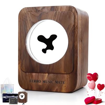 DZWLKJ Ferrofluid Speaker Music Mate,Valentines Day Gifts for Her/Him,Ferrofluid Sound Visualizer,Walnut Wood,ferromagnetic, symbiosis in a Bottle, Magnetic Fluid Toys, Desktop Decorations.unvoiced