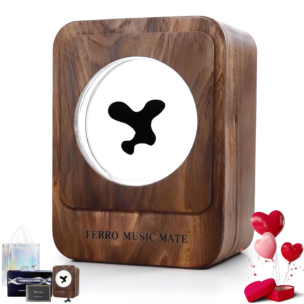 DZWLKJ Ferrofluid Speaker Music Mate,Valentines Day Gifts for Her/Him,Ferrofluid Sound Visualizer,Walnut Wood,ferromagnetic, symbiosis in a Bottle, Magnetic Fluid Toys, Desktop Decorations.unvoiced