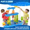 HYES Water Table for Toddlers 3-5, 3-Tier Kids Splash Sand Table Water Toys with Umbrella, Rain Showers Splash Pond for Outdoor Beach Backyard Summer, Activity Sensory Playset for Boys Girls, Blue view 2