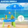 HYES Water Table for Toddlers 3-5, 3-Tier Kids Splash Sand Table Water Toys with Umbrella, Rain Showers Splash Pond for Outdoor Beach Backyard Summer, Activity Sensory Playset for Boys Girls, Blue view 4