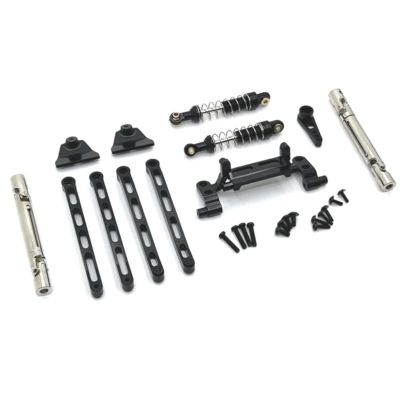 RC Car Models Parts For MN82 LC79 For MN78 1/12 RC Car Metal For Chassis Link Rod Pull Rod Mount Shock Absorber Drive Shaft Set Upgrade Parts Accessories(Black)