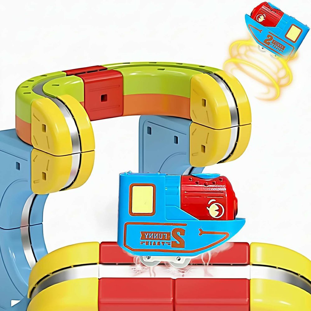 Anti-Gravity Magnetic Train Toy, Electric Train Compatible with Magnetic Trains Tracks, Flexible Race Track & 3D Infinity Track, Rechargeable Toy Trains for Ages 14+ & Toddlers (Blue)