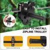 FAHKNS 100FT Zip Line Kit for Kids Adults: Up to 400LBS Quick Tighten Zipline for Backyard with Rust Proof Removable Trolley,Spring Brake,Height Adjustable Seat,Outdoor Kids Play Equipment view 4