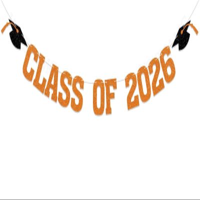 2026 Graduation Decorations - Orange Glitter Class of 2026 Banner, We are So Proud of You, Congrats Grad 2026, 2026 Graduation Party Decorations (Pre-Assembly) (Orange)