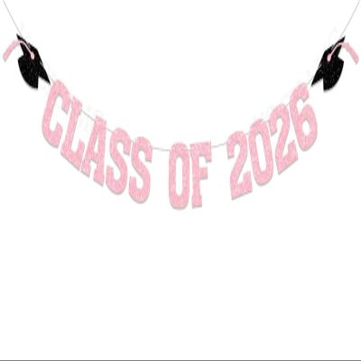 2026 Graduation Decorations - Pink Glitter Class of 2026 Banner, We are So Proud of You, Congrats Grad 2026, 2026 Graduation Party Decorations (Pre-Assembly) (Pink)