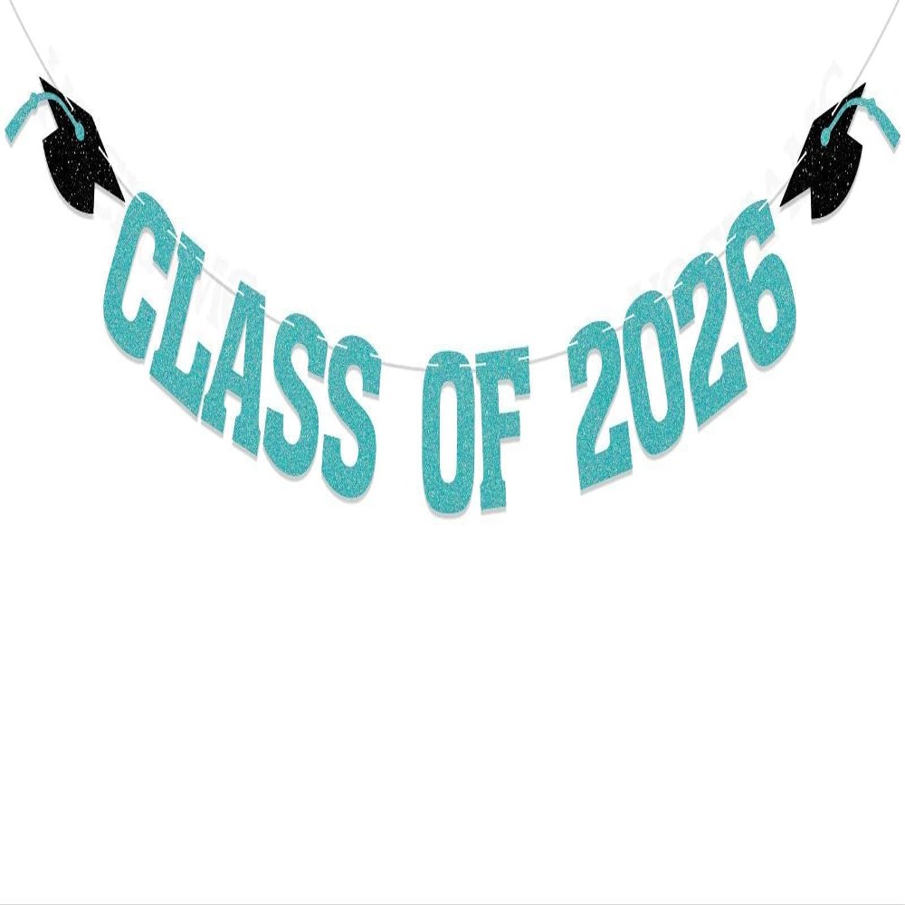 2026 Graduation Decorations - Light Blue Glitter Class of 2026 Banner, We are So Proud of You, Congrats Grad 2026, 2026 Graduation Party Decorations (Pre-Assembly) (Light Blue)