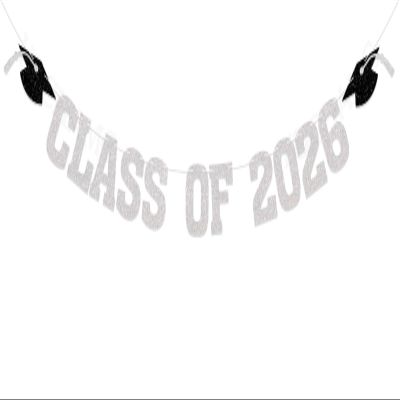 2026 Graduation Decorations - Silver Glitter Class of 2026 Banner, We are So Proud of You, Congrats Grad 2026, 2026 Graduation Party Decorations (Pre-Assembly) (Silver)