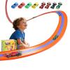 3-Lane Flexible Race Track for Kids with 20 Suction Cups, Race Car Ramp Track & 16ft Race Car Track Compatible 1:64 Diecast Racing Cars, Portable Roll Up Track Toy Gift for Boys Age 3+ - Orange & Blue view 1