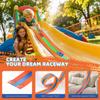 3-Lane Flexible Race Track for Kids with 20 Suction Cups, Race Car Ramp Track & 16ft Race Car Track Compatible 1:64 Diecast Racing Cars, Portable Roll Up Track Toy Gift for Boys Age 3+ - Orange & Blue view 3