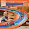 3-Lane Flexible Race Track for Kids with 20 Suction Cups, Race Car Ramp Track & 16ft Race Car Track Compatible 1:64 Diecast Racing Cars, Portable Roll Up Track Toy Gift for Boys Age 3+ - Orange & Blue view 4