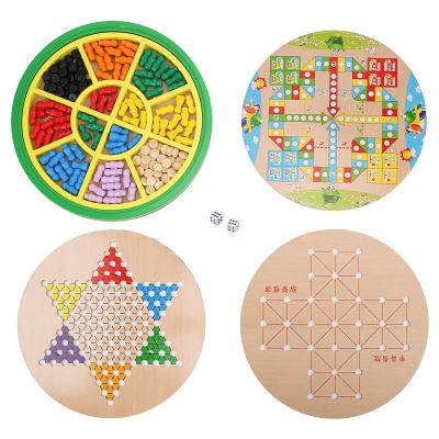 5 in 1 Wooden Sudoku Puzzle Board Game, Multifunctional Desktop Puzzle for Kids, Educational Toy with Checkers, Flying Chess, Gobang, Single Nobles, Fox and Goose Games, Safe and D