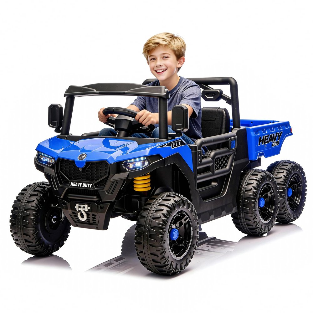 24V Kids Electric Dump Truck Ride-On,400W Six-Wheel Ride-On Car with Working Dump Bed,Dual Driving Modes, Parent Remote Control,LED Lights & Music (Blue)